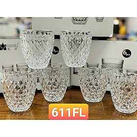 BỘ 6 LY THỦY TINH UỐNG NƯỚC, CÀ PHÊ CAO CẤP HOA VĂN NỔI - VD719