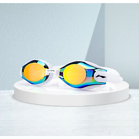 Kính bơi người lớn LI-NING tráng gương chống tia UV chống sương mù - Xanh Trắng - Hàng chính hãng