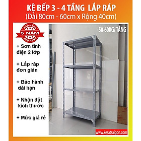 Kệ bếp đa năng 3 tầng 4 tầng lắp ráp nhiều kích thước màu trắng xám đen