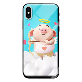 Ốp kính cho Iphone XS mẫu LOVE HEO 2 - Hàng chính hãng