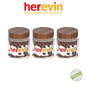Mua Bộ 3 Hũ Thủy Tinh Herevin Vuông Nắp Woody 1L - HEHU231010-205