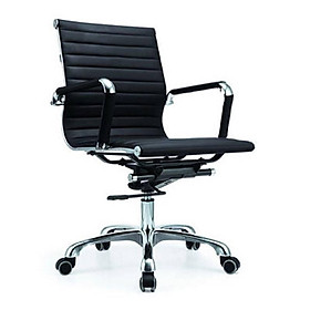 Ghế da lưng thấp chân nhôm đúc cao cấp ibie ib07ga - đen