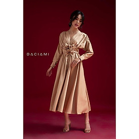 Hình ảnh Baciami-Đầm Xòe Nơ Eo Tay Phồng