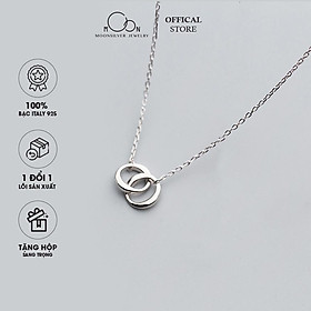 Dây chuyền bạc ý 925 vòng cổ bạc nữ double circle vòng tròn đôi đơn giản cao cấp moonsilver