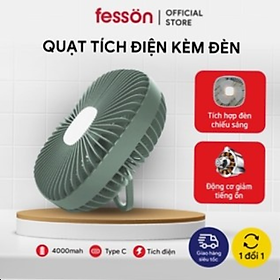 Mua Quạt tích điện 4000mAH Siêu trâu cao cấp   Quạt để bàn sạc tích điện kèm đèn tiện lợi - Hàng chính hãng