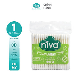 Tăm Bông NIVA Dành Cho Người Lớn Túi Zipper 100 Que Giấy Azp2