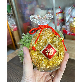 Mua Túi vàng lá mẫu đế thủy tinh Thần Tài phong thủy - sung túc chiêu Tài đón Lộc