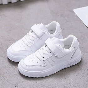 Giày thể thao cho bé trai bé gái trắng êm chân đẹp thời trang cho trẻ em 3 đến 12 tuổi da mêm quai dán phong cách Hàn Quốc đi học đi chơi GH01