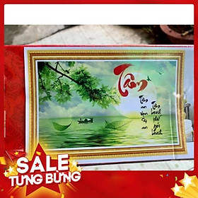 Tranh ĐÍNH ĐÁ Chữ Tâm phong cảnh VS130 |80x52cm| Chưa đính