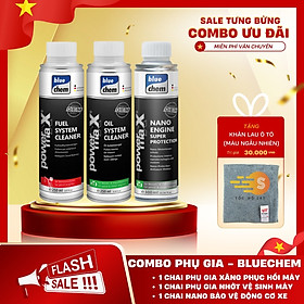 Bộ 3 món phụ gia tăng hiệu suất xe Bluechem gồm làm sạch hệ thống dầu, hệ thống xăng và nano bảo vệ động cơ Bluechem BC-CB3LON - Tặng khăn lau ô tô chuyên dụng