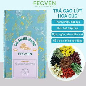 Trà Gạo Lứt  Hoa Cúc Fecven -  Giúp Thanh Lọc Cơ Thể, Giải Độc Gan, Giảm Mỡ Máu - Kiểm Soát Đường Huyết, Tăng Cường Miễn Dịch - 8 Thành Phần: Gạo Lứt Đỏ, Đậu Đen Xanh Lòng, Đậu Đỏ, Kỳ Tử, Hoa Cúc, Hoa Nhài, Cỏ Ngọt, Xạ Đen