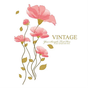 Decal dán tường hoa thảo anh hồng pk145