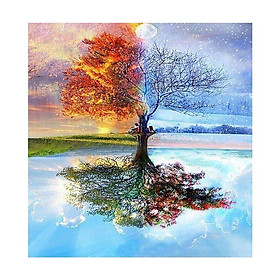 Mua Tranh tô màu theo số CÓ KHUNG 40x50cm hình cây và hoa  hàng có sẳn