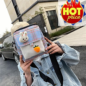 Túi Vải Canvas Đeo Chéo Nhật Bản ️ HOTTREND ️ Túi đeo chéo kẻ caro mini nữ thời trang tặng sticker TN76
