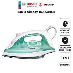 Bàn là hơi nước, Bàn ủi hơi nước Bosch TDA2301GB 2000W, 50/60Hz, Hơi nước 20g/phút [Hàng chính hãng]