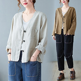 Áo vest Blazer Linen nữ dài tay, chất vải linen mềm mại, thời trang công sở ARCTIC HUNTER AH07