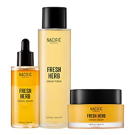 Combo 3 Sản Phẩm Chăm Sóc Da NACIFIC Fresh Herb Origin Serum+Toner+Cream SET