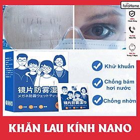 Hộp 100 Khăn Lau Kính Nano, Khăn Giấy Chống Bám Hơi Nước, Chống Mờ Sương, Mồ Hôi, Chống Nhờn, Vân Tay Kháng Khuẩn