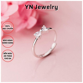 Nhẫn nơ bạc đính đá cao cấp YN JEWELRY SL