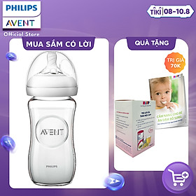 Bình sữa thủy tinh  mô phỏng tự nhiên hiệu Philips Avent (240ml - đơn) cho trẻ từ 1 tháng tuổi 673.13