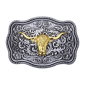 Western Cowboy Belt Buckle Retro Metal Antique Classic Cow Head Buckle for Party Daily Use Gift