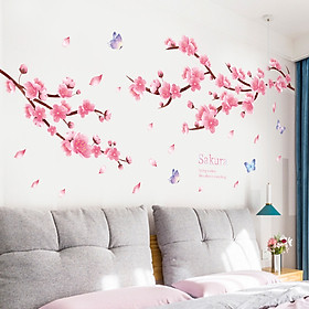 Decal trang trí chất liệu PVC loại 1 dày dặn, sắc nét, trang trí tết, quán cafe- Đào hồng- mã sp QR9197