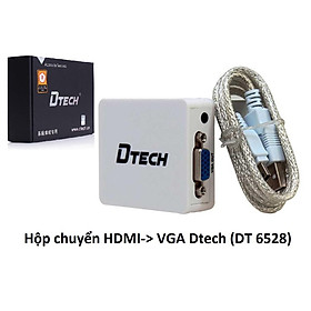 hộp chuyền tín hiệu từ máy tính cổng HJDMI sang màn hình cổng VGA DTECH DT