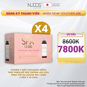 Combo 4 hộp Collagen uống thủy phân hỗ trợ chống lão hóa phục hồi da Nucos Spa 13500​ 10 chai x 50ml