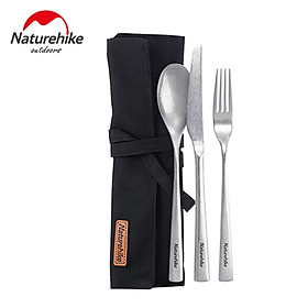 Bộ thìa dĩa dao Inox dùng cắm trại, dã ngoại NH21SJ003 – 3 in 1 (Retro stainless steel knife, fork and spoon)
