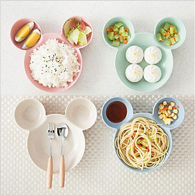 Mua Bát ăn dặm Mickey cho bé  khay lúa mạch đựng đồ ăn an toàn