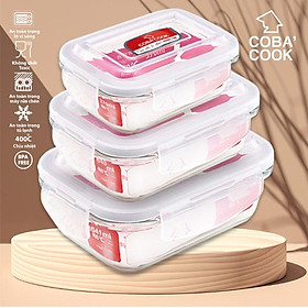 Mua Bộ 3 hộp đựng cơm trữ thức ăn thực phẩm thủy tinh chịu nhiệt COBACOOK hộp chữ nhật- CCL3L6L13