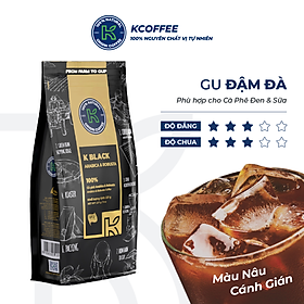 Cà phê rang xay 100% nguyên chất Robusta Arabica xuất khẩu K-Black thương hiệu K Coffee (227g/gói)