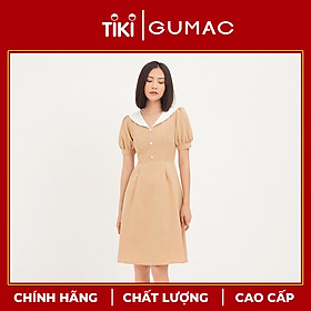 Đầm cổ trắng nút bọc GUMAC DA1254