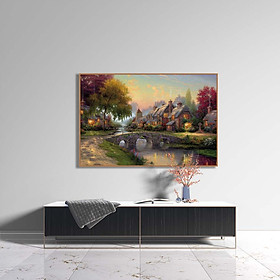 Mua Tranh canvas phong cách sơn dầu - Phong cảnh Làng quê châu Âu cổ điển - PC044