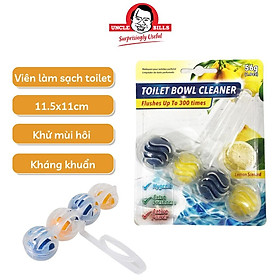 Vỉ 4 viên treo tẩy rửa làm sạch bồn cầu Uncle Bills BA2195 dạng vỉ 4 viên có móc treo khử mùi diệt khuẩn có mùi hương