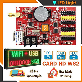 CARD HD W62 - Mạch điều khiển led ma trận kết nối USB, Wifi 1 Màu, 3 Màu