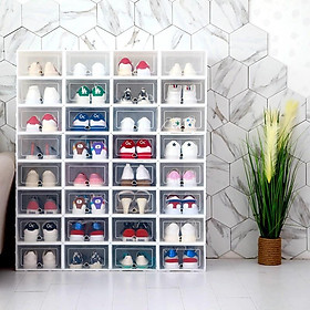 Combo 8 hộp đựng giày lắp ráp nắp nhựa cứng trong suốt size nam dành cho cả nam và nữ có thể lắp thành tủ