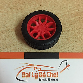 Mô hình bánh xe nhựa cao su lỗ trục 2mm, đường kính 30mm, cao 10.5mm