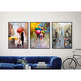 Mua Tranh canvas treo tường bộ 3 tranh Paris