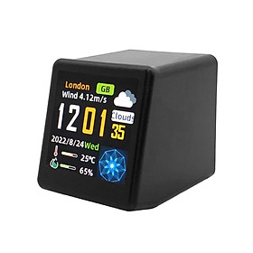 Desktop Intelligent Weather Station 240*240px 1.54 inch TFT IPS Screen Digital WiFi Clock Electronic Electronic Temperature and Humidity Meter Multifunctional Hygrothermograph with 3 Gif Animations