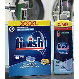 Combo Viên rửa bát Finish 100 viên + Nước làm bóng finish 750ml dùng cho máy rửa bát