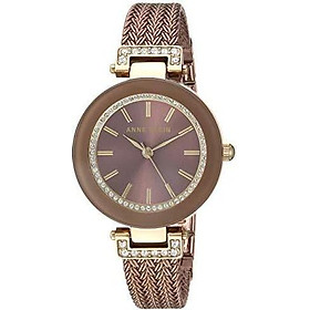 Đồng hồ nữ Anne Klein Women's Swarovski Crystal Accented Mesh Bracelet Watch - Light Blue/Rose Gold
