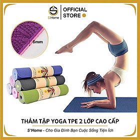 Thảm Tập YOGA ️S'Home ️ Thảm Yoga TPE Cao Cấp ,2 Lớp 2 Mặt, Dày 6mm Êm Ái, Chống Trơn Trượt, Không Thấm Nước – SH7