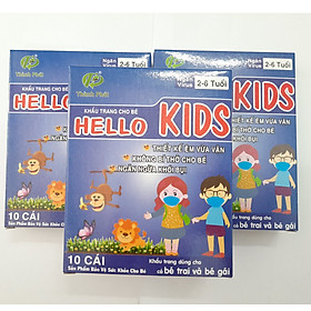 COMBO 3 HỘP KHẨU TRANG TRẺ EM HELLO KIDS MÀU XANH (3 HỘP 30 CÁI)