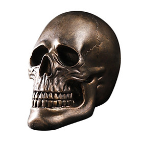 Resin Skeleton Head Statue Skull Figurine Art for Car Tabletop Photo Props