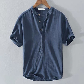 Áo đũi nam cổ tầu 5 khuy trẻ trung ArcticHunter, thời trang thương hiệu chính hãng - Xanh than - XXL