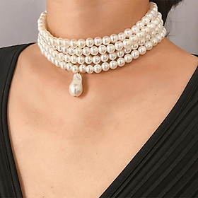 Multilayer Faux Pearl Necklaces Beaded Choker Statement Jewelry