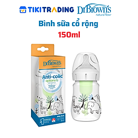 Bình sữa Dr.Brown's Options Plus cổ rộng 150ml PP TQ Jungle Designs hình Voi