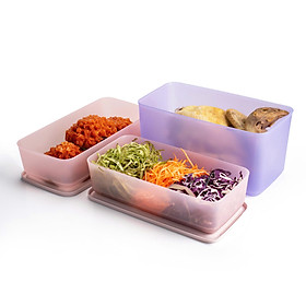 Bộ 3 hộp đựng thực phẩm Tupperware trữ khô và mát Cubix Rectangle 3.1L và 1.4L