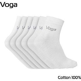 Set 3 Đôi Tất Vớ Nam Voga Cổ Trung Sợi Cotton - Trắng